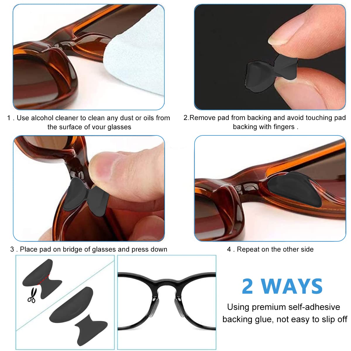 MAYCREATE 12 Pairs Eyeglass Nose Pads, Anti-Slip Silicone Glasses Nose Support Pads Replacement, Anti-Slip Air Chamber Nose Pads for Full Plastic Frames MAYCREATE 12 Pairs Eyeglass Nose Pads, Anti-Slip Silicone Glasses Nose Support Pads Replacement, Anti-Slip Air Chamber Nose Pads for Full Plastic Frames